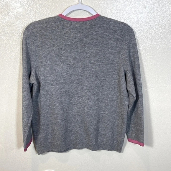 Anthropologie grey cardigan with pink trim size Medium - Picture 2 of 6